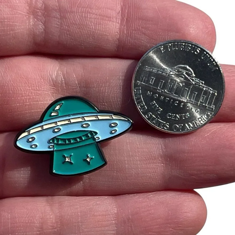 UFO Alien Glitter Enamel Pin